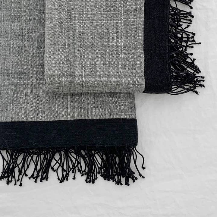 Studio Nordhaven - Wholesale Bath Towel - Savu Towel, Grey/Black - Hand Woven by Sera Helsinki