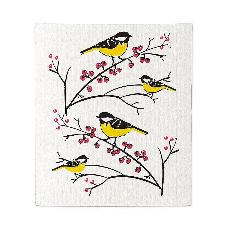 Abbott - Wholesale Dishcloth - S/2 Gold Finch on Branch Dishcloths-6.5x8"L2