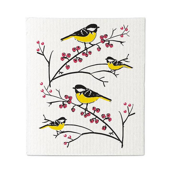 Abbott - Wholesale Dishcloth - S/2 Gold Finch on Branch Dishcloths-6.5x8"L2