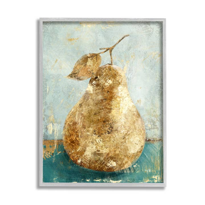 Stupell Industries - Venta al por mayor Pintura/dibujo - Pintura de comida con textura verde pera dorada enmarcada