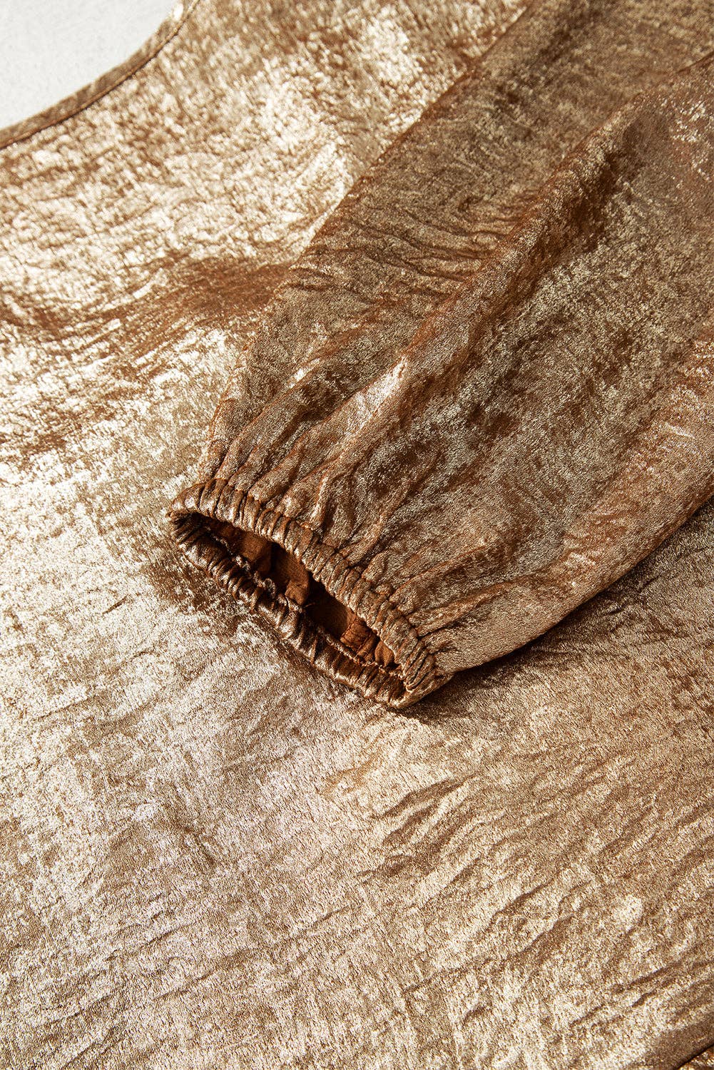 Goud Metallic Babydoll Blouse met Striksluiting aan de Voorzijde voor groothandel op Faire5