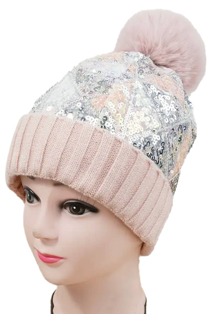 Cap Zone - Wholesale Beanie - Women's - Chevron Sequins Embellished Knitted Beanie10