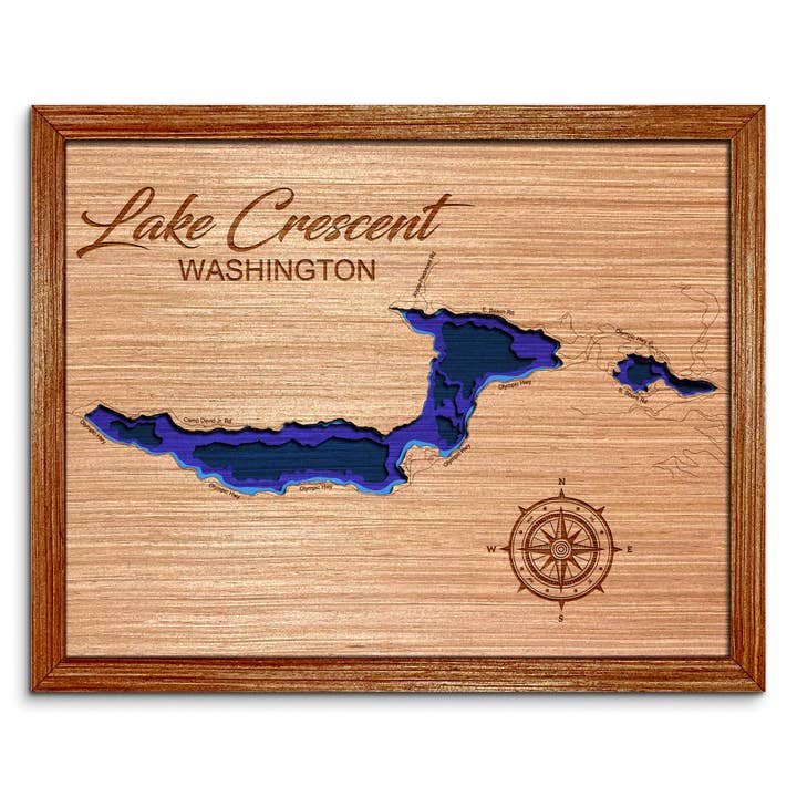Lake Crescent Depth Map - Customizable Wall Art for wholesale by Premier Gifts and More