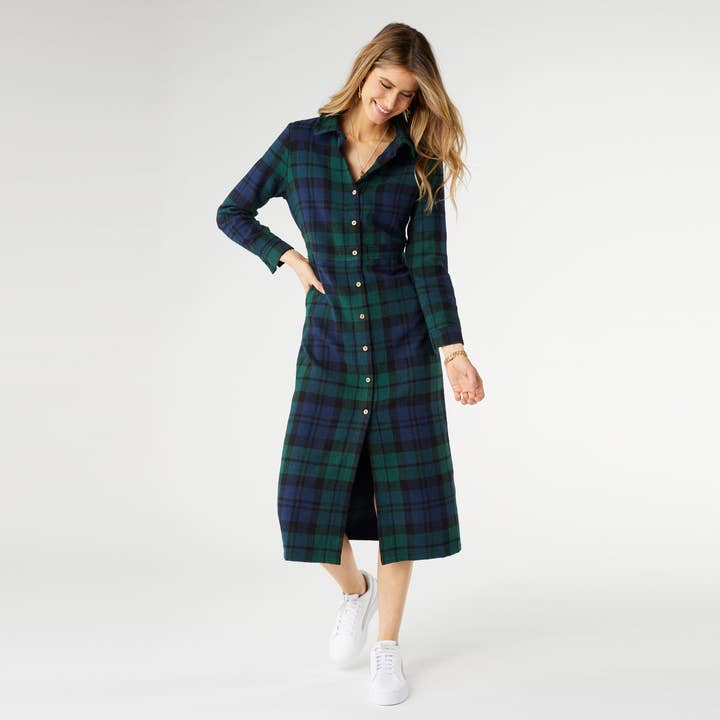 Black Watch Plaid Harris Maxi Dress for wholesale on Faire