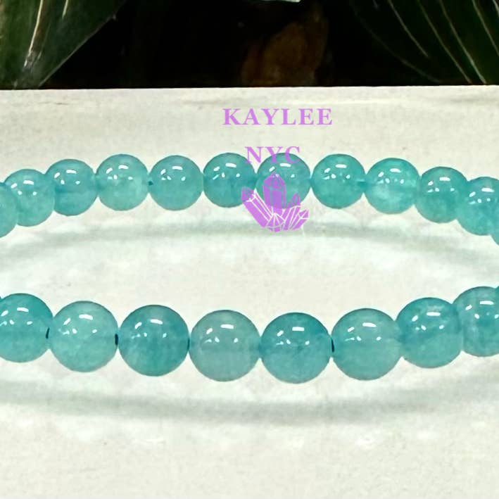 KayleeNYC - Wholesale Beaded Bracelet - 6mm Natural Amazonite 7.5” Crystal Stretch Bracelet3