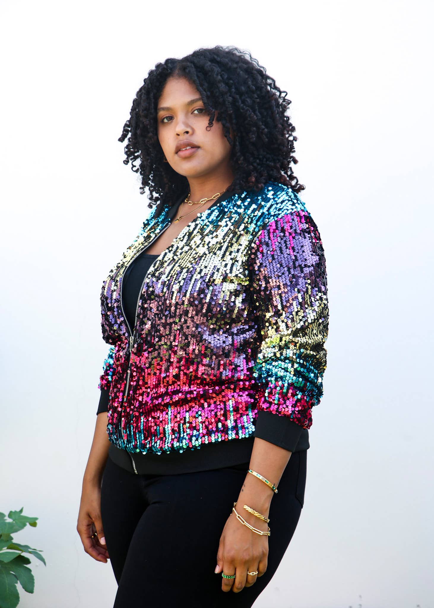 Anna Kaci Wholesale - Wholesale Bomber Jacket - Women's - Plus Size Sequin Bomber Jacket23