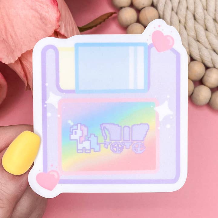 Retro Gaming Vinyl Sticker for wholesale by Pink Petal Paper Co