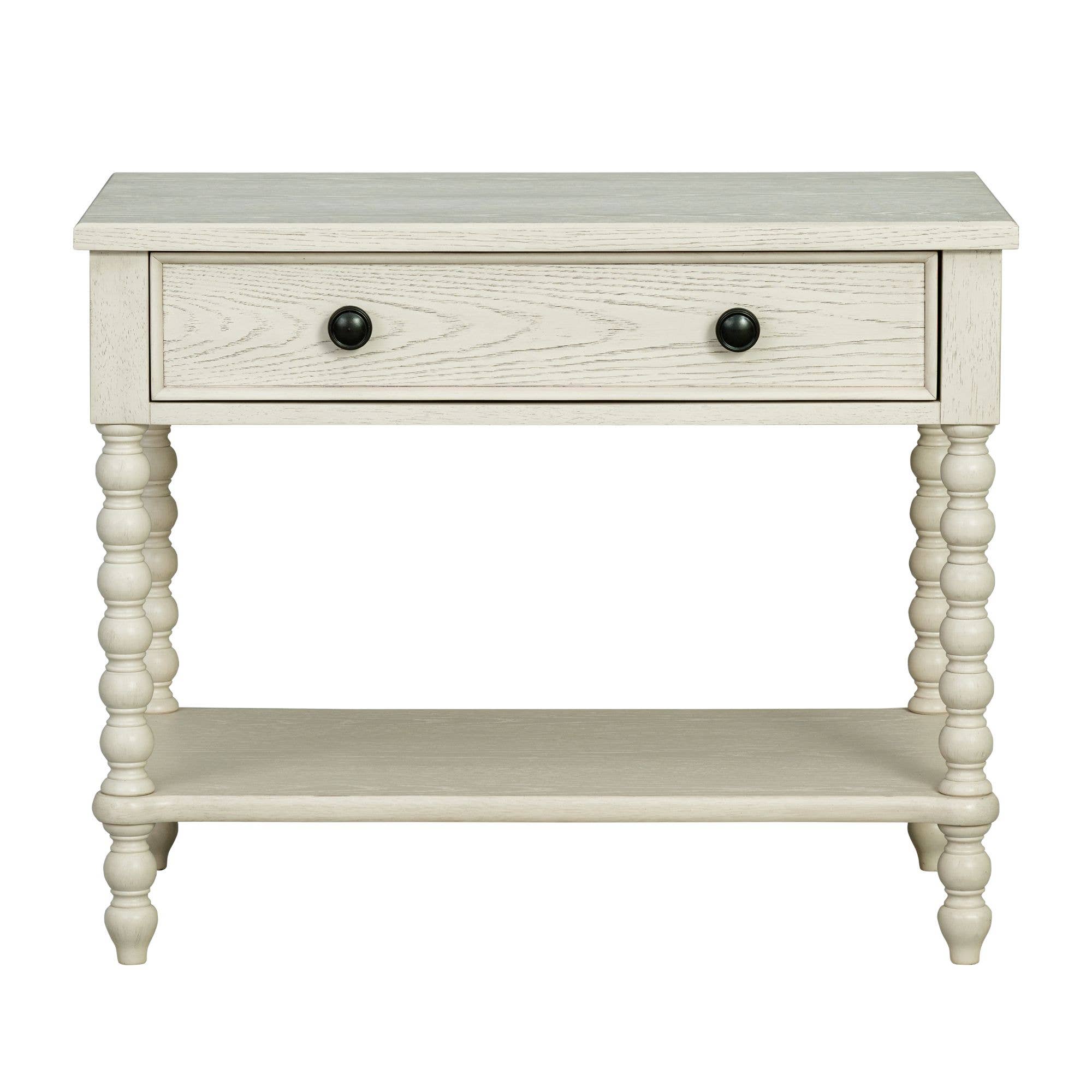 Olliix - Wholesale Side Table - 26"H Large Turned Wood Spindle Nightstand, Antique Cream4