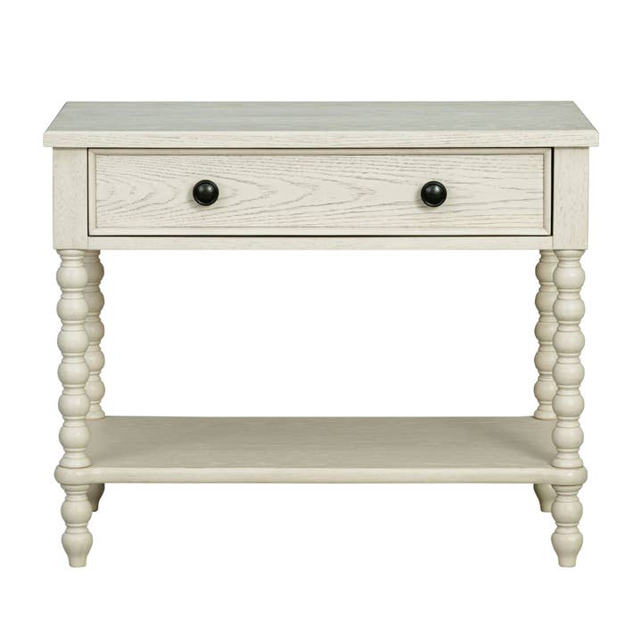 Olliix - Wholesale Side Table - 26"H Large Turned Wood Spindle Nightstand, Antique Cream4