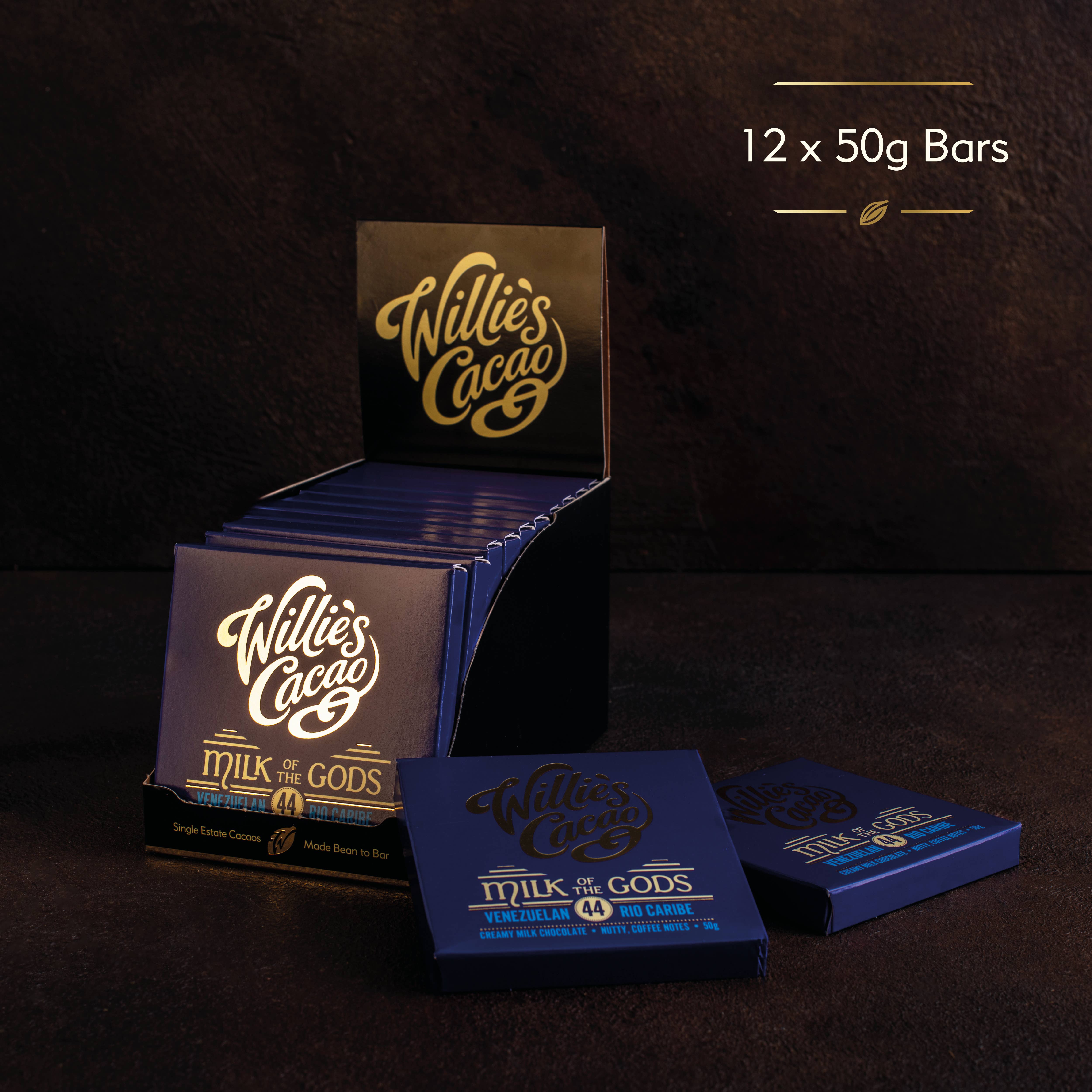 Willie's Cacao - Venta al por mayor Chocolate - La leche de los dioses. Chocolate con leche al 44% Río Caribe. Barra de 50 g3