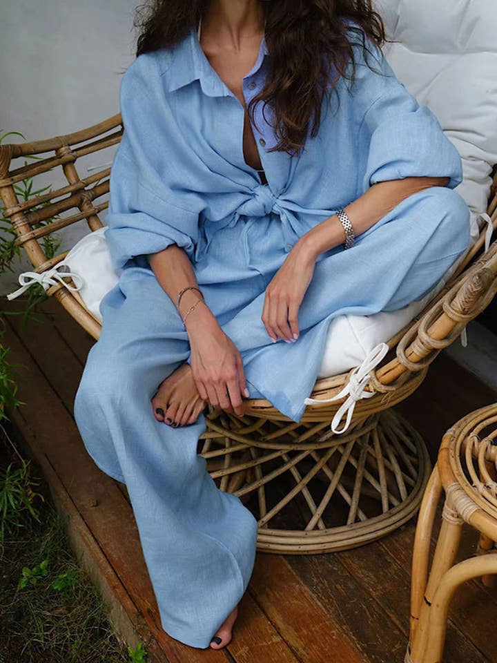 Solid Oversized Shirt and Pants Set for wholesale by AZSHOP Trading LLC