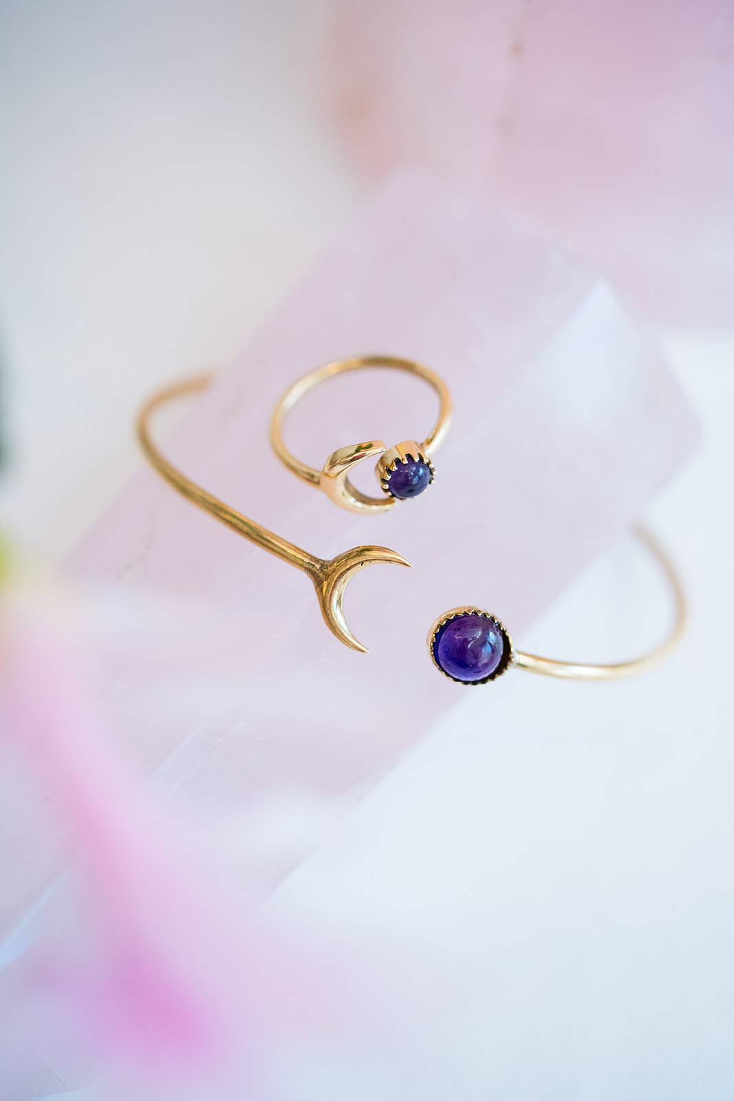 Bella Vita Jewelry - Wholesale Cuff Bracelet - Gemstone Sun and Moon Open Brass Bangle Bracelet12