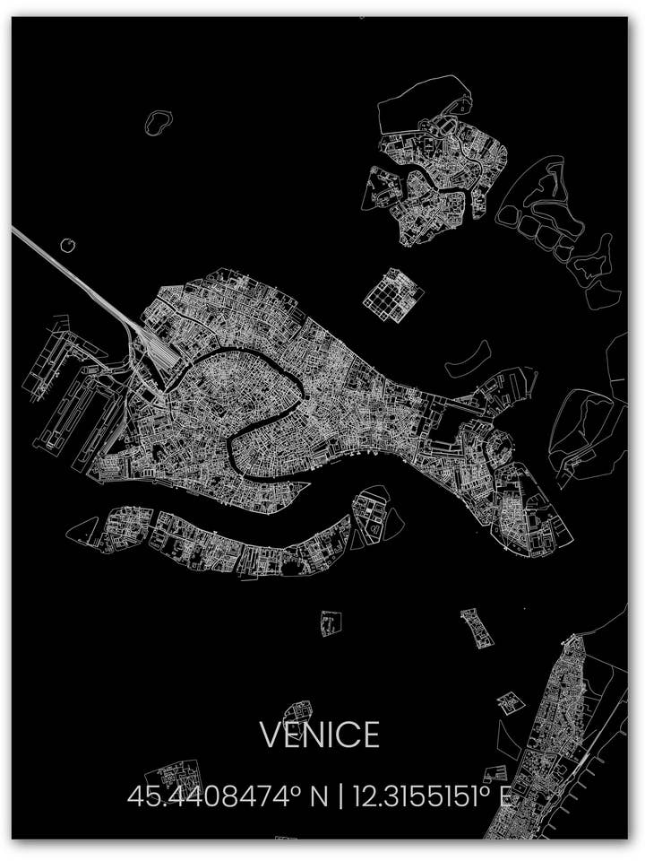 Metal citymap Venice för wholesale av Brandthout.