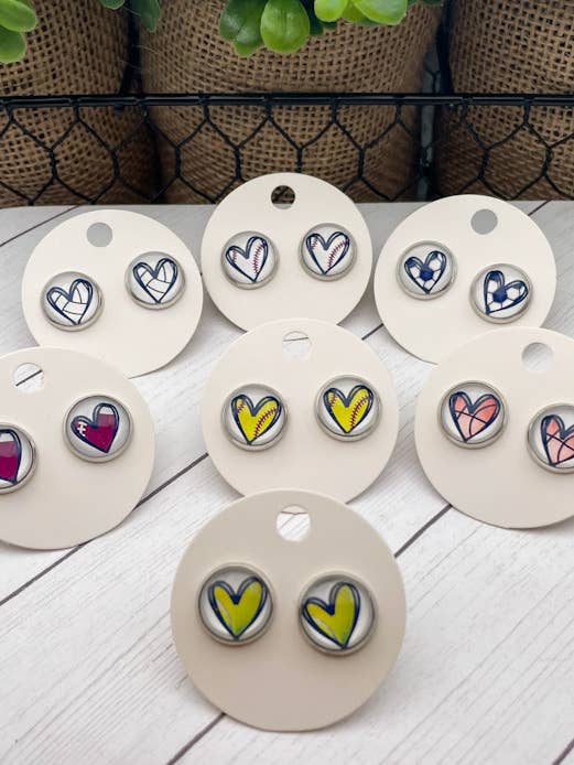 Pendientes de corazón deportivos para venta al por mayor de Adorning Designs