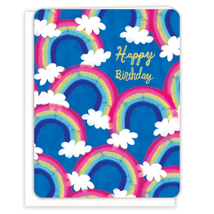 Rainbows Birthday Card for wholesale by Paper Loop | Hand-Painted Greeting Cards