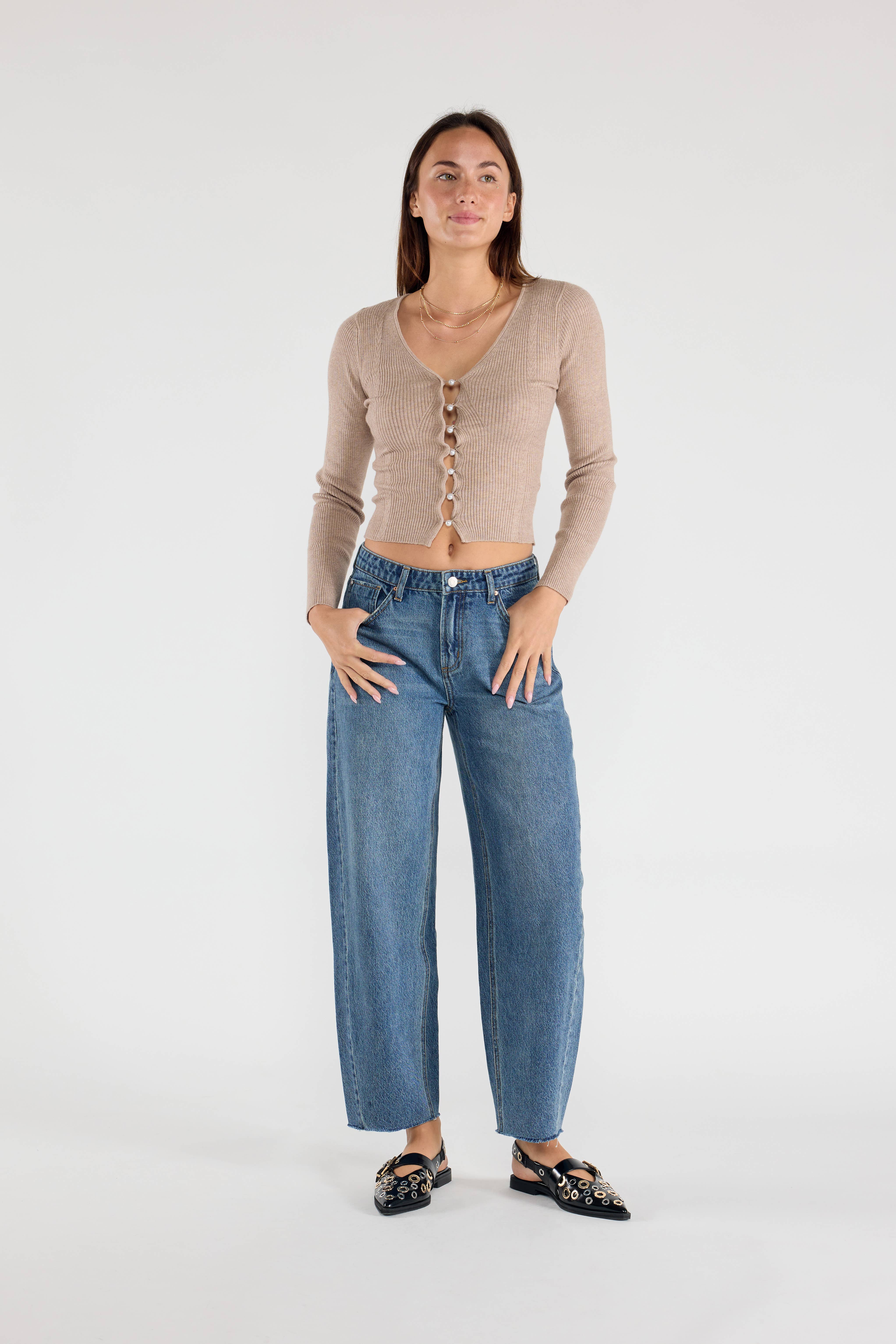 MEDIUM OPEN PACK Relaxed Barrel Jeans with Side Panel XP7013 for wholesale on Faire8
