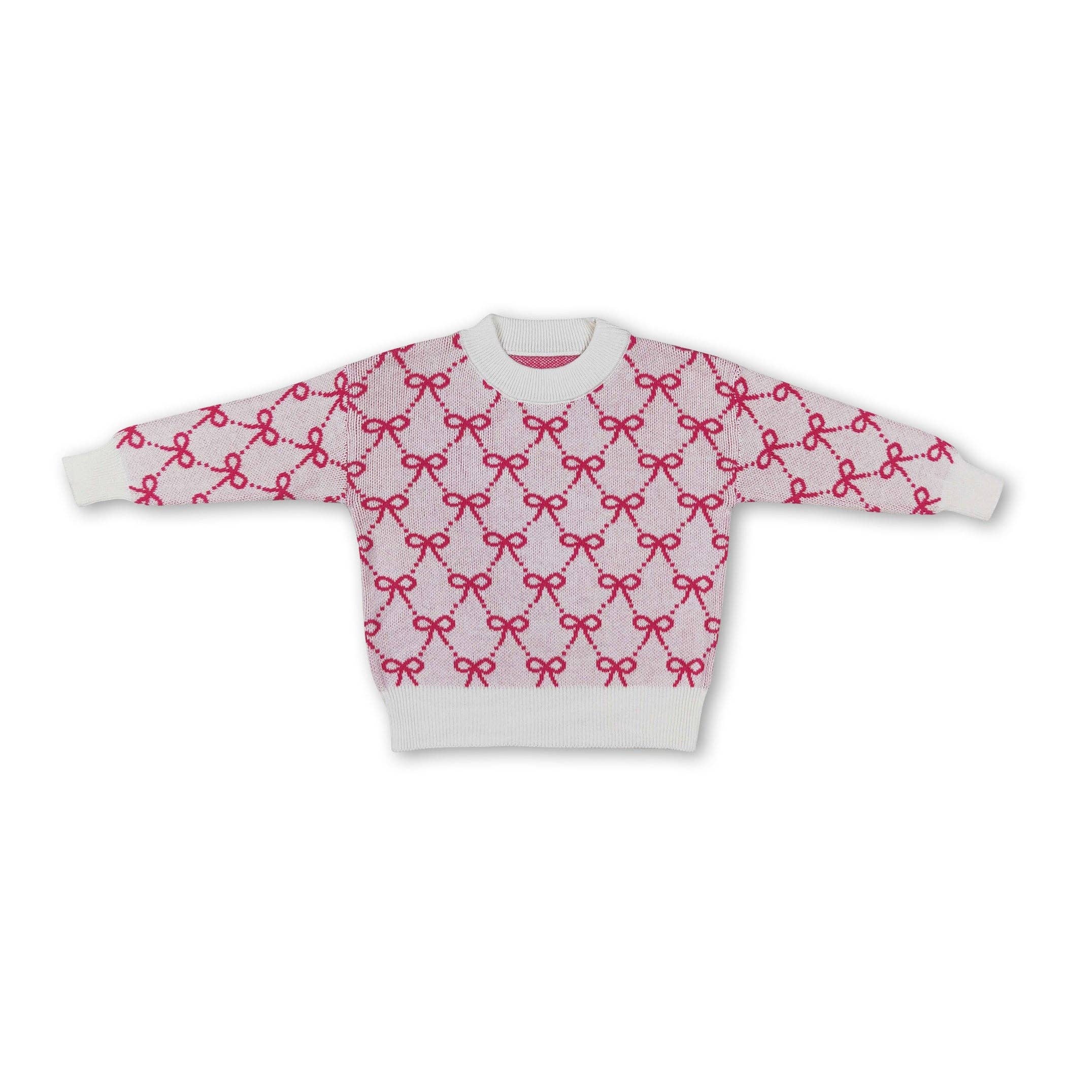 Yawoo Garments - Vente Pull en maille – enfant - Pull d'hiver en coton à nœud rose pour filles1