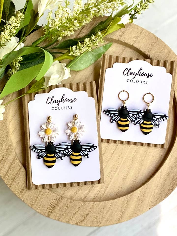 Bee Clay Earrings for wholesale by Clayhouse Colours