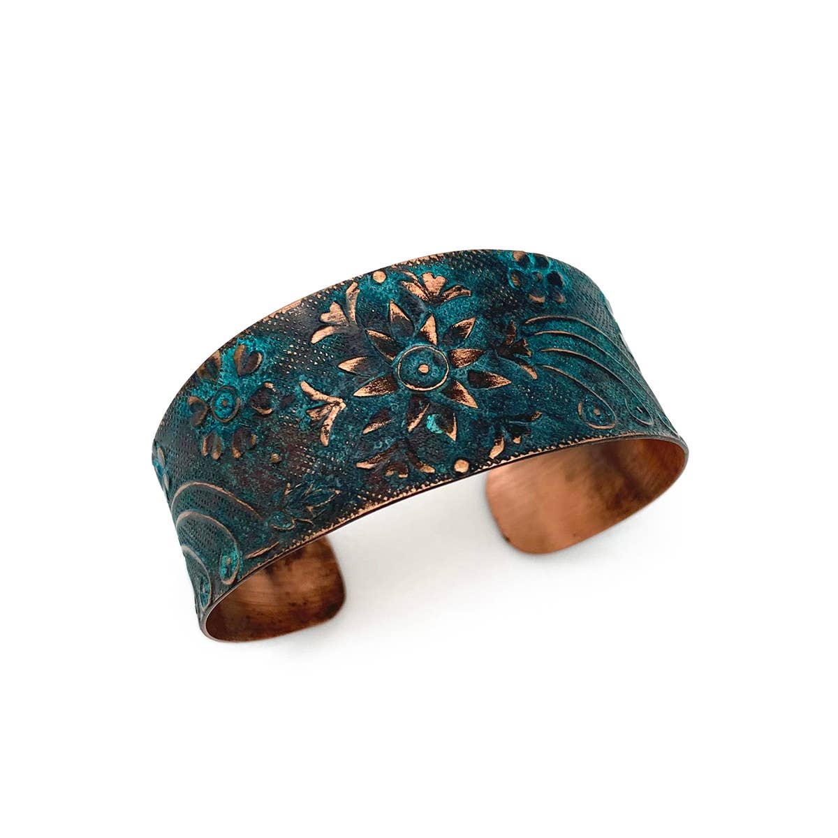 Anju Jewelry - Wholesale Manchet-armband - Koperen Patina armband - Teal Sun Flower Design