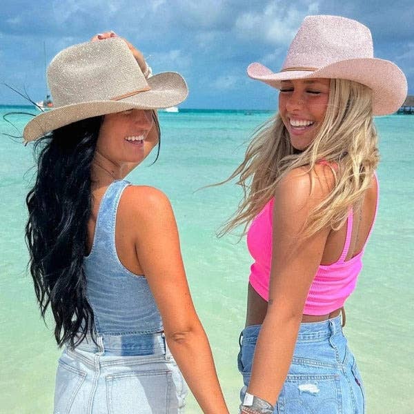 MiMi Wholesale - Wholesale Cowboy Hat - Women's - CBC03 C.C Brand Sequin detailing Cowboy hat with suede trim