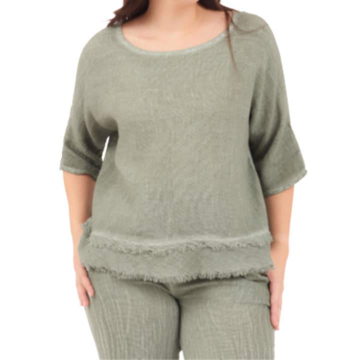 6685 Militare Vera May Top de Linho Italiano por atacado de VeraMay