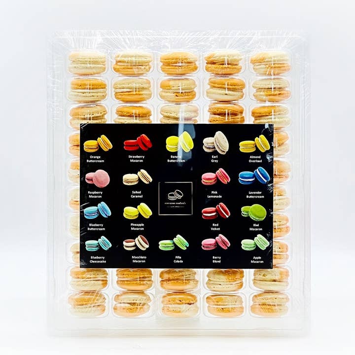 50 Pack White Chocolate Apricot French Macaron Value Pack for wholesale by macaron centrale