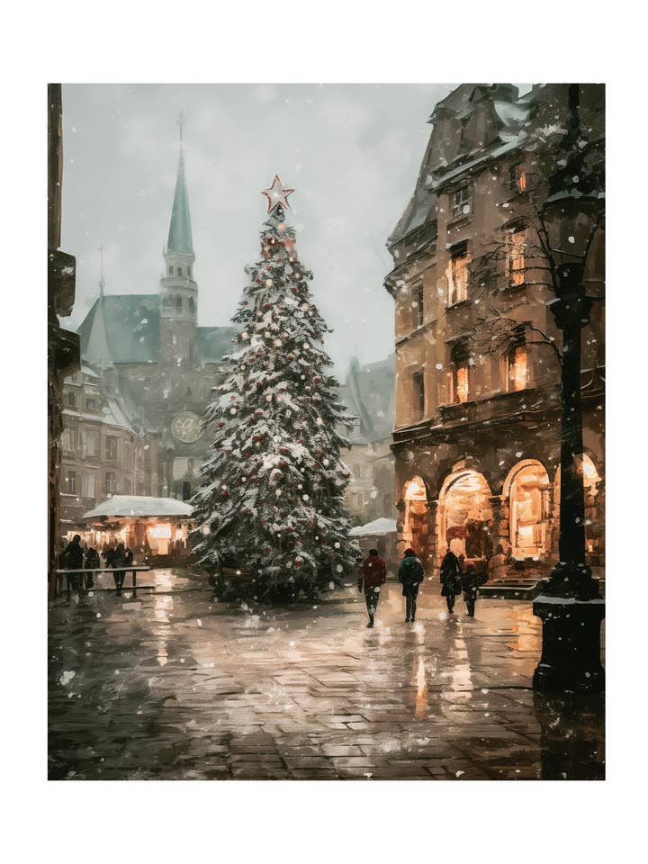 Village Square Remastered Vintage Print for wholesale by The Nutmeg Home