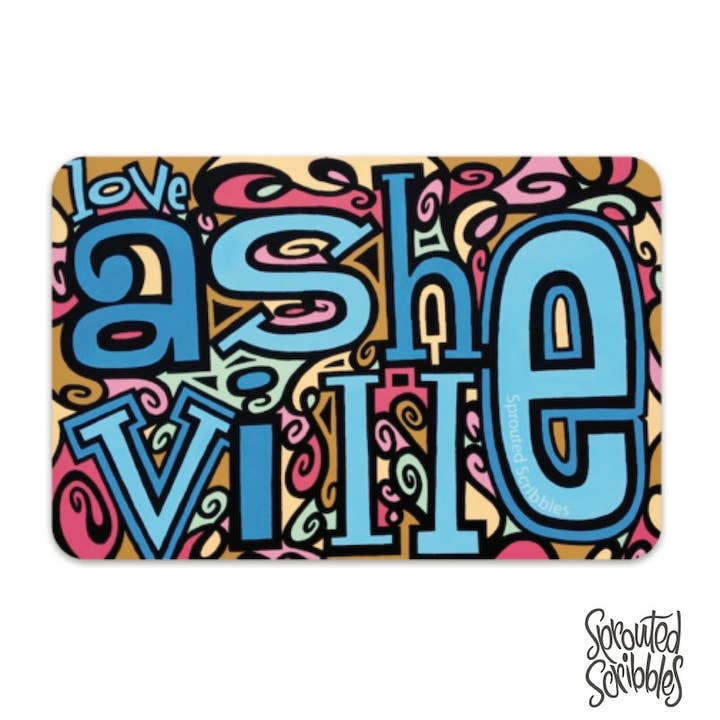 Autocollant Asheville | 2015 Original | Autocollant en vinyle imperméable pour la vente par Sprouted Scribbles