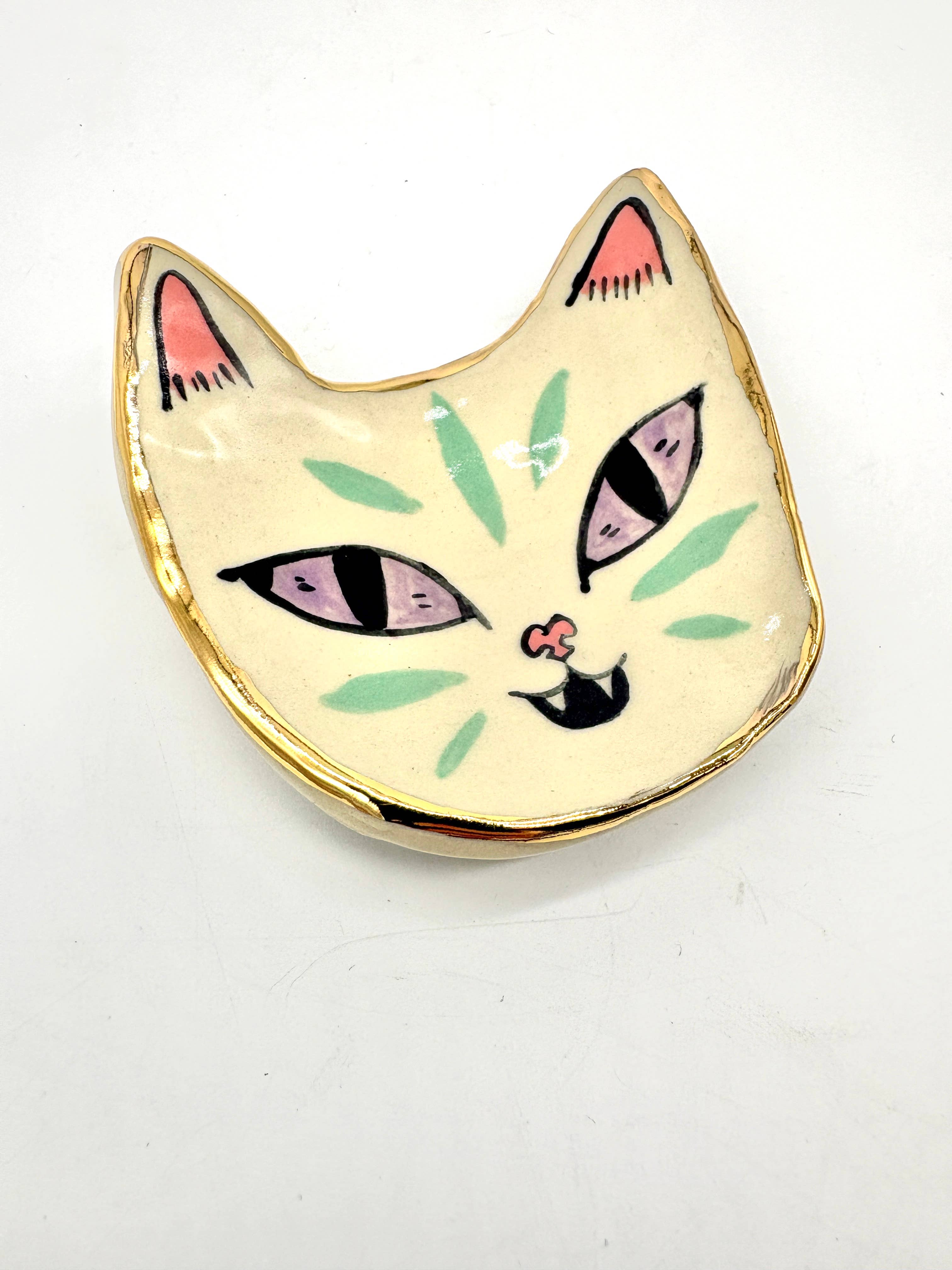 Erika Rier - Wholesale Jewelry Dish - Little Green Tiger Ring Dish with 22k Gold Luster8