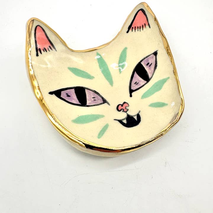 Erika Rier - Wholesale Jewelry Dish - Little Green Tiger Ring Dish with 22k Gold Luster8
