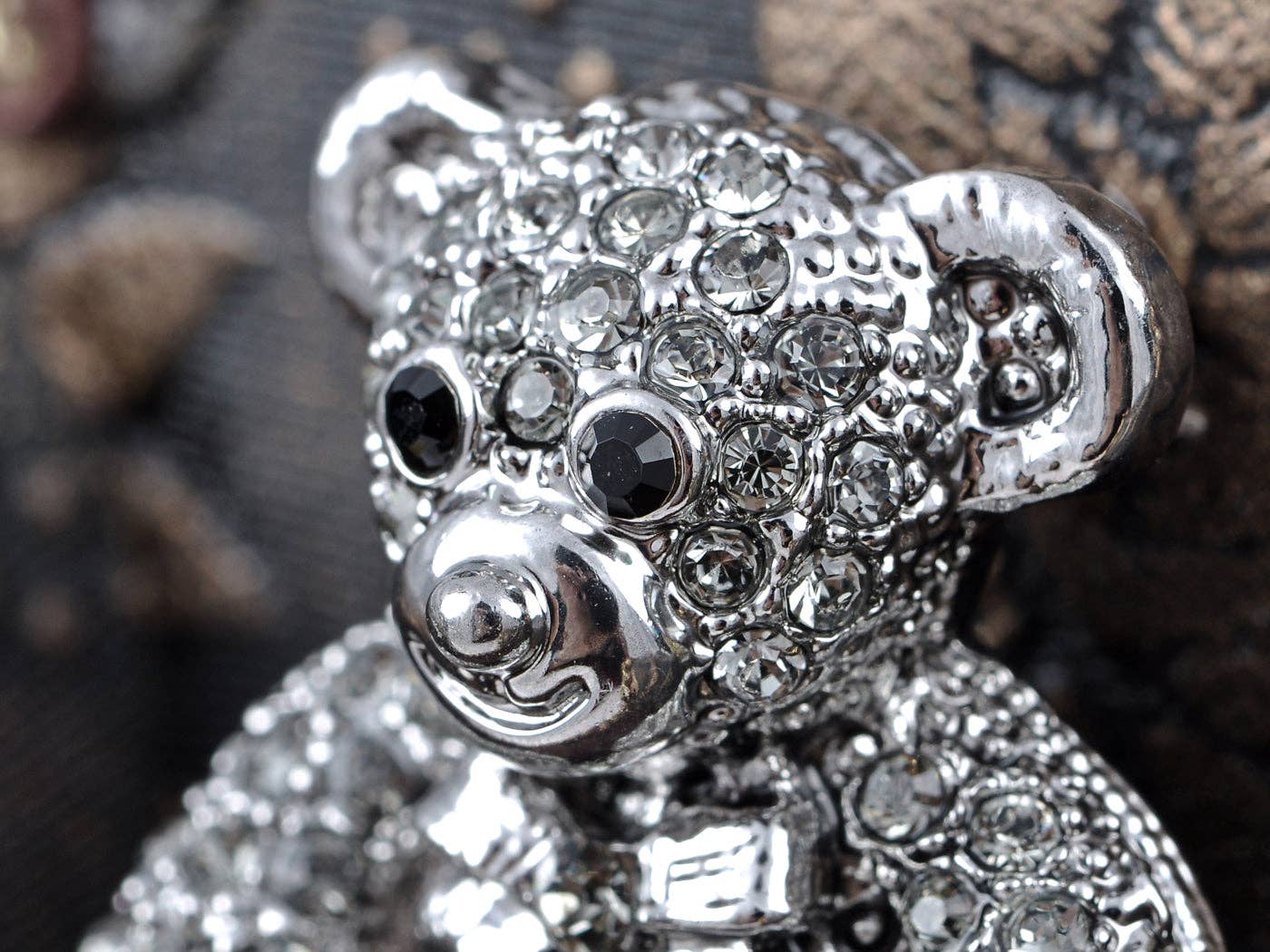 AK Brand - Wholesale Brooch - Valentine Silver Teddy Bear Stuffed Animal Lapel Brooch Pin1