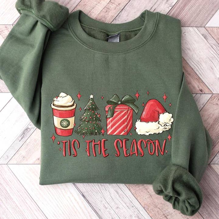 Tis the Season Christmas Crewneck - Holiday Vibes for wholesale by TheKingShirt