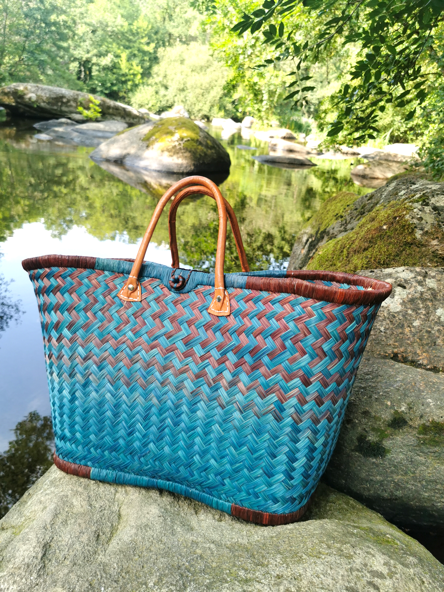 Nature et Fibre – wholesale Livsmedels-/Shoppingväska – Stor färgglad handvävd korg av halm, shoppingväska10