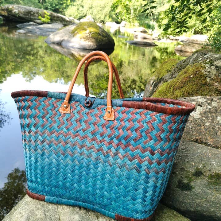 Nature et Fibre - Wholesale Grocery/Shopping Bag - Large colorful woven straw basket, shopping bag10