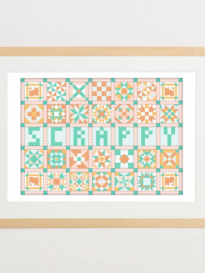 Scrappy Patchwork Quilt Print for wholesale by Stay Home Club