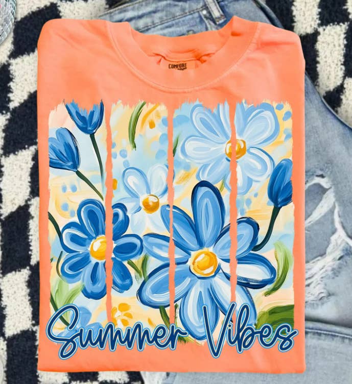 Lake Shore To Main - Wholesale Screen Printed T-Shirt - Women's - Summertime tees - Cute floral shirt - summer vibes - neon