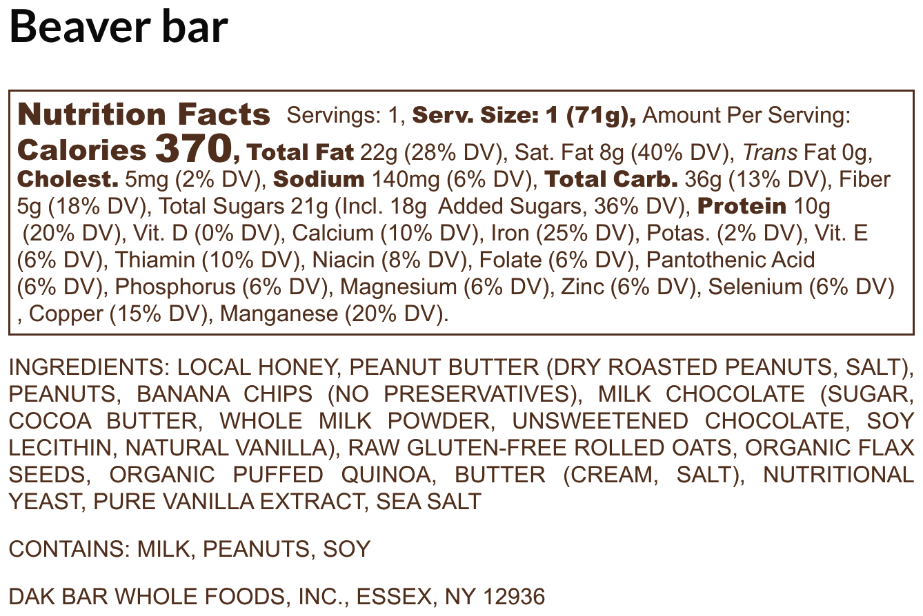 Dak Bar - Vendita all'ingrosso Barrette - Beaver Bar - Snack Bar al cioccolato al latte, burro di arachidi e banana4