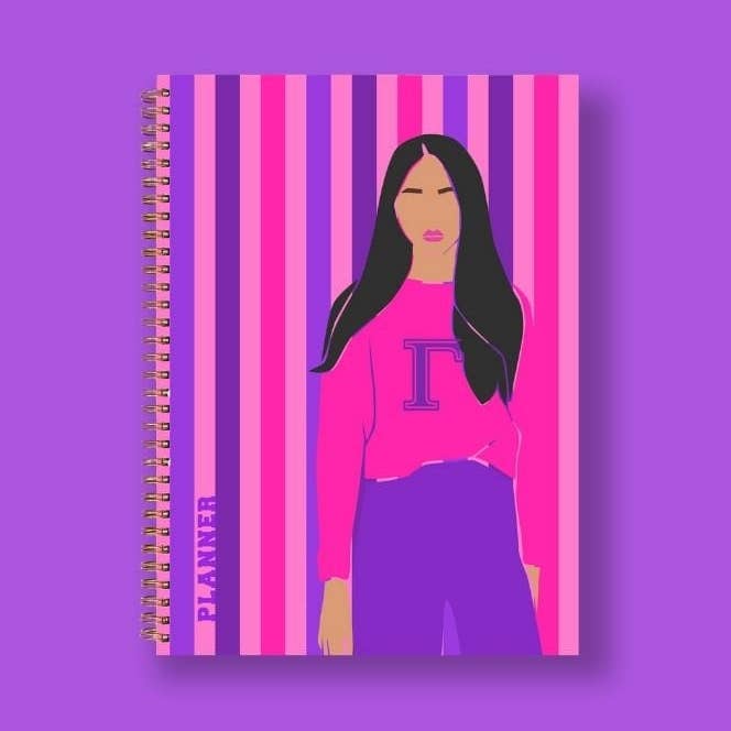 Gold Sigma Lambda Gamma Sorority Inspired Planner SLG 1990 for wholesale on Faire0