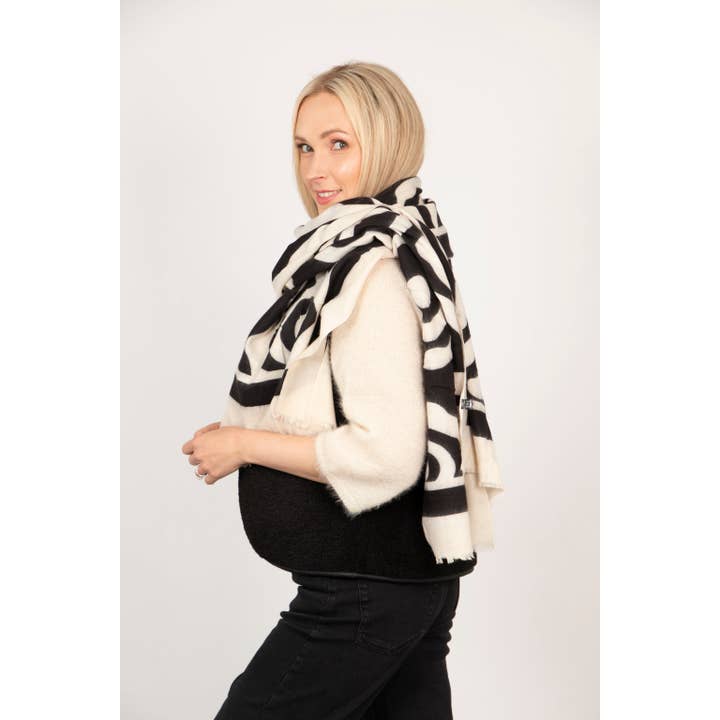 Sarta Accessories - Wholesale Scarf - Women's - Aston Lightweight Scarf - Cream, Abstract