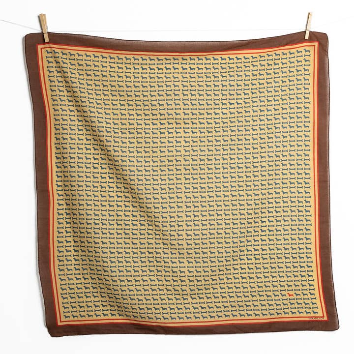 Olivia Square Scarf Dachshund Print Wholesale for wholesale by INK + ALLOY