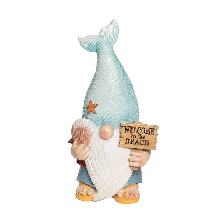 Christmas Gnome Welcome To The Beach Decorative Figurine for wholesale by Beachcombers