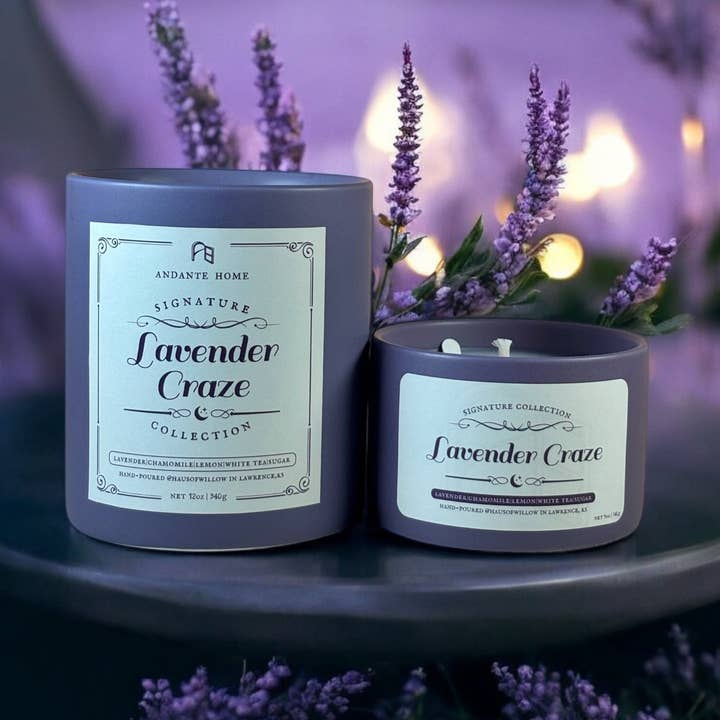 Lavendelmani - 12oz/5oz Keramisk Sojablandingslys for engroshandel hos ANDANTE HOME