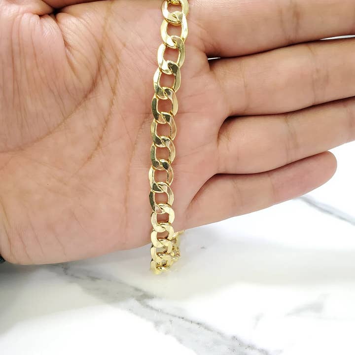 Karrbear - Wholesale Link & Chain Bracelet - Real 10K Yellow Gold Cuban Curb Link Bracelet 9MM
