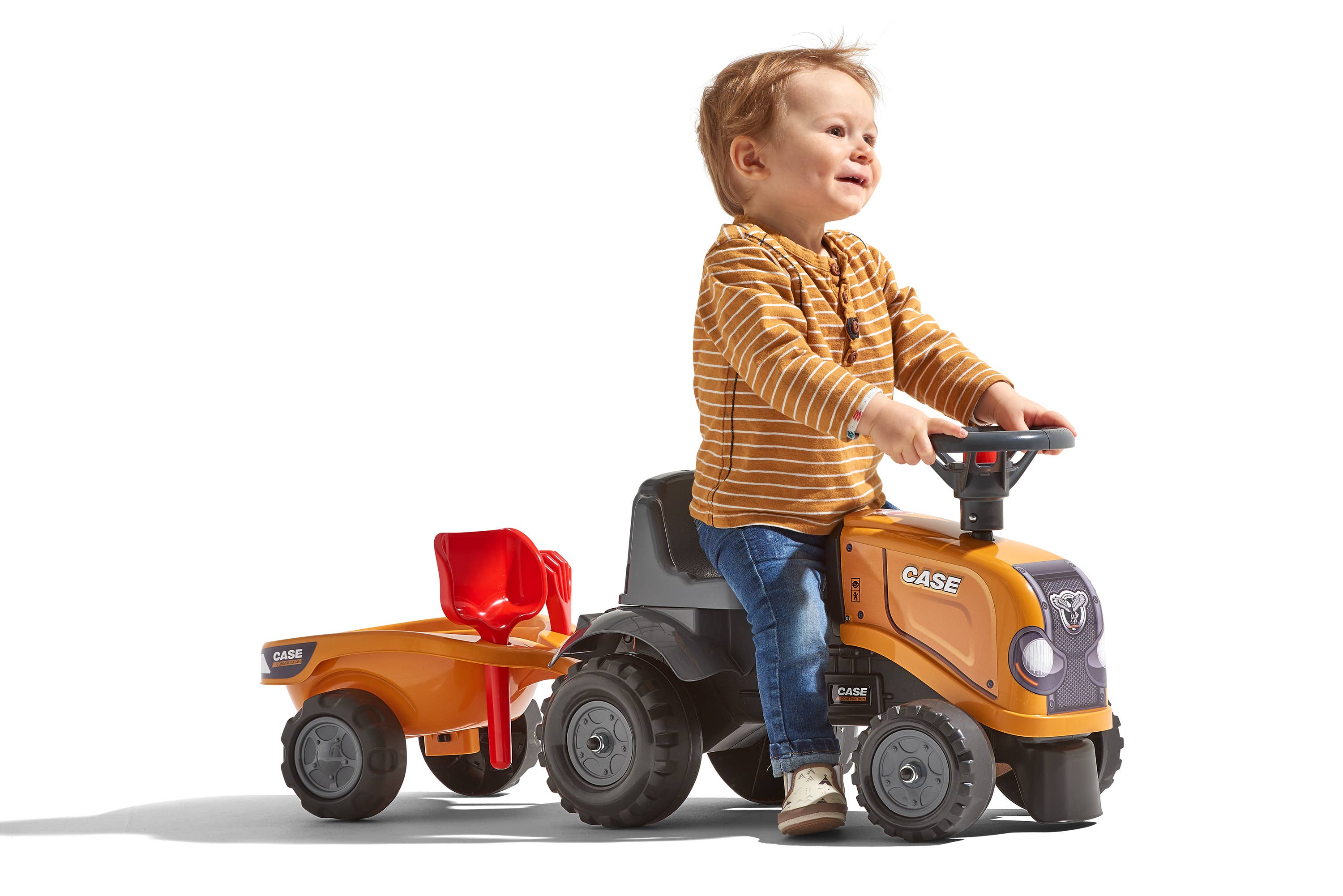 American Hobbies & Merchandising - Wholesale Bike/Scooter - Kids - Case CE Tractor with Trailer & Access, Push Ride-on 1-3 Y2