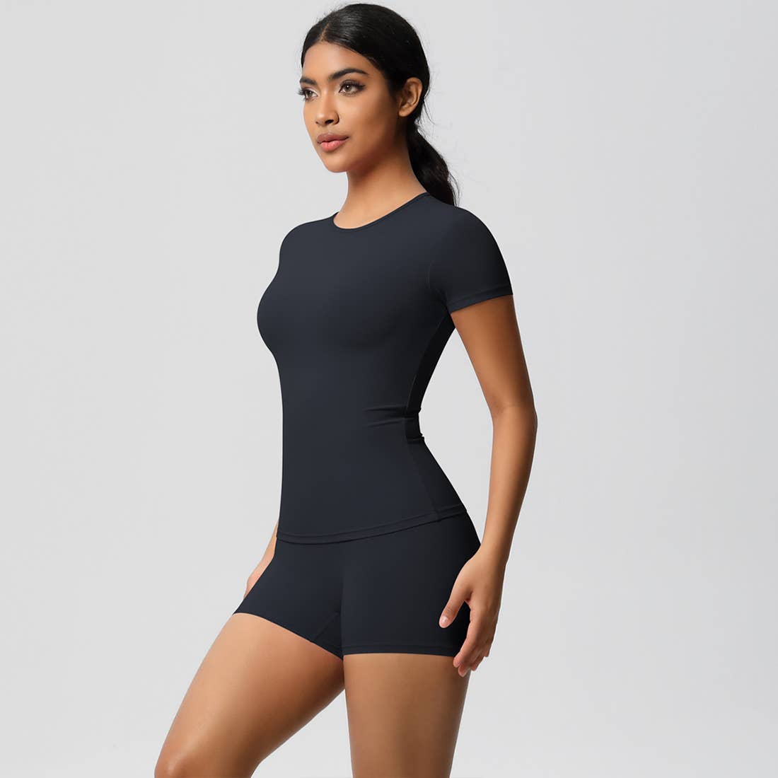 Sodalemon – wholesale Activewear set – Women′s – Women Yoga Set: Quick Dry Breathable Short Sleeve + Shorts5