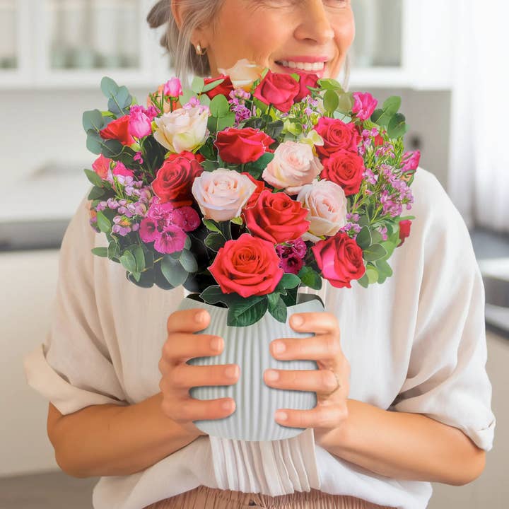 PetalPal - Wholesale Everyday Greeting Card - Rosy Radiance Pop-Up Bouquet