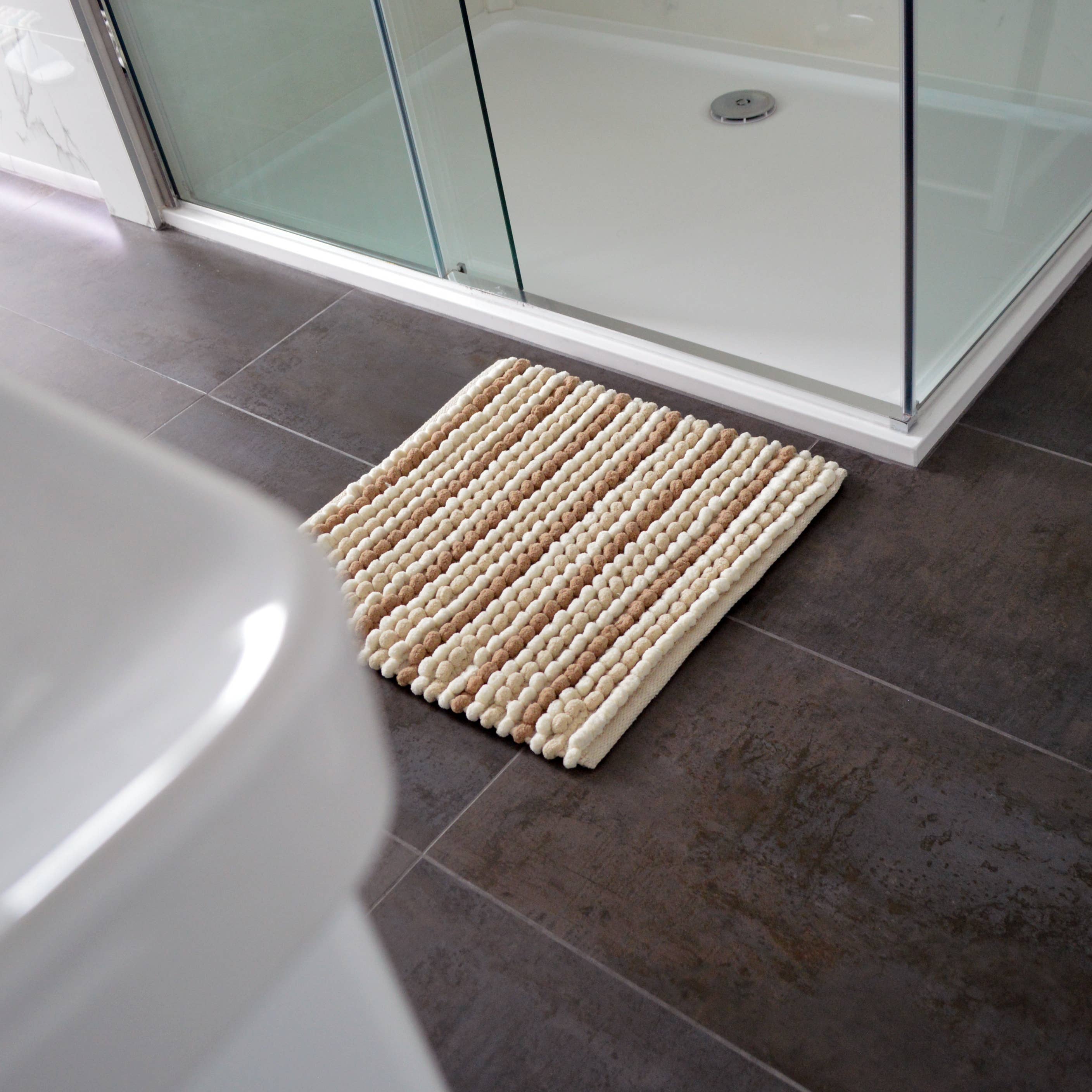 Allure Bath Fashions - Wholesale Bath Mat - Striped Chunky Bobble Shower Mat - Luxury Square Bath Mat1