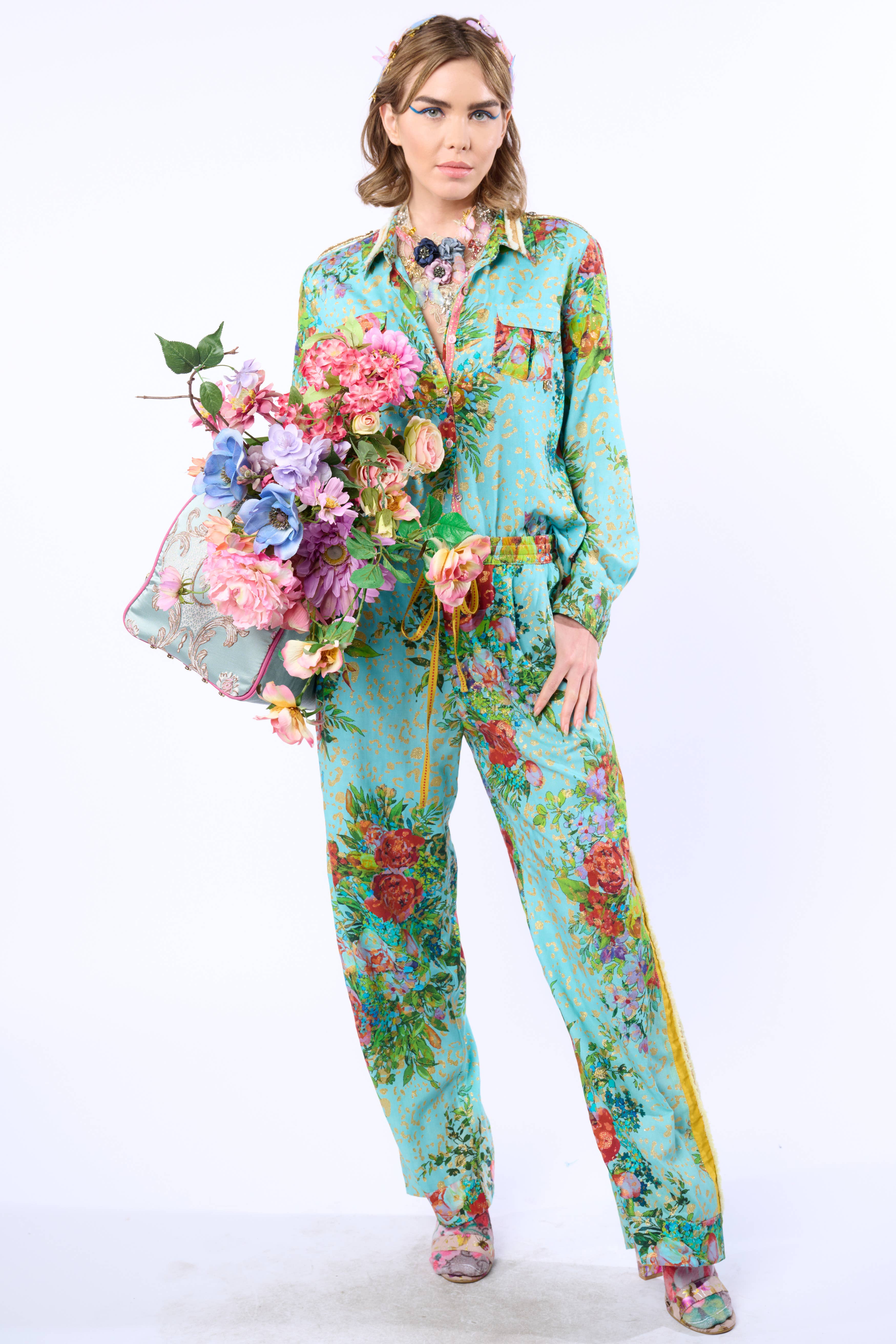 Imprimé Aqua Pantalon Cordelia en vente sur Faire7