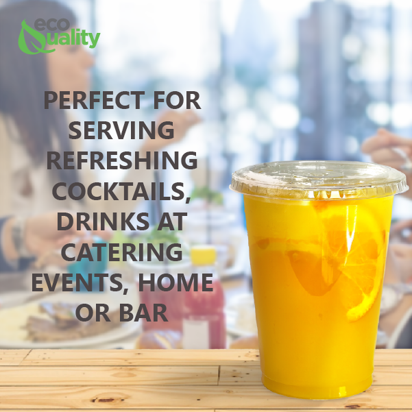 EcoQuality - Wholesale Disposable Cup - 16oz Disposable Pet Clear Plastic Smoothie Cups Clear Flat6