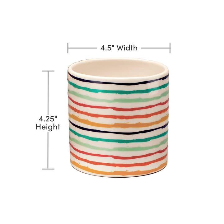 Jacobson - Wholesale Vase - 4.5"D Assorted Colorful Cylinder Ceramic Pots - Cream